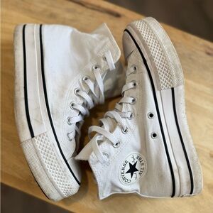 Converse high top platform all star white lace up sneaker womens shoes 6.5